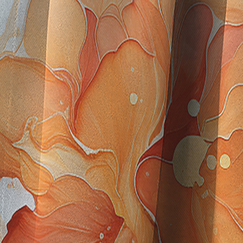 Orange Teal Abstract Fractal - Fractals Curtain - Blackout Abstract Curtain - 1 Panels, 52" W x 120" L