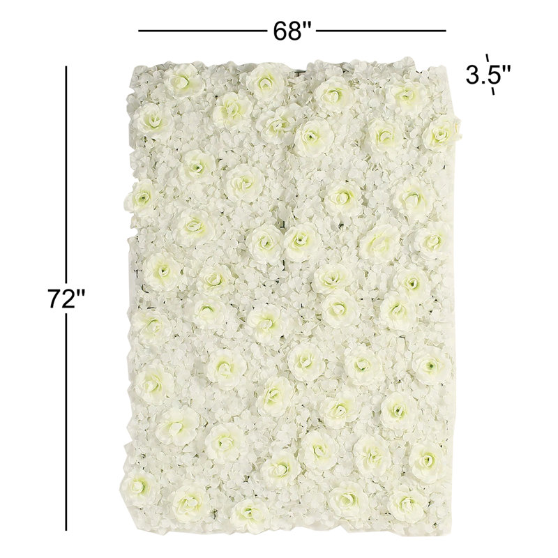 Cream Silk Hydrangea and Rose Floral Wall Panel with Lights