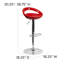 Contemporary Plastic Adjustable Height Barstool with Rounded Cutout Back and Chrome Base-969223433