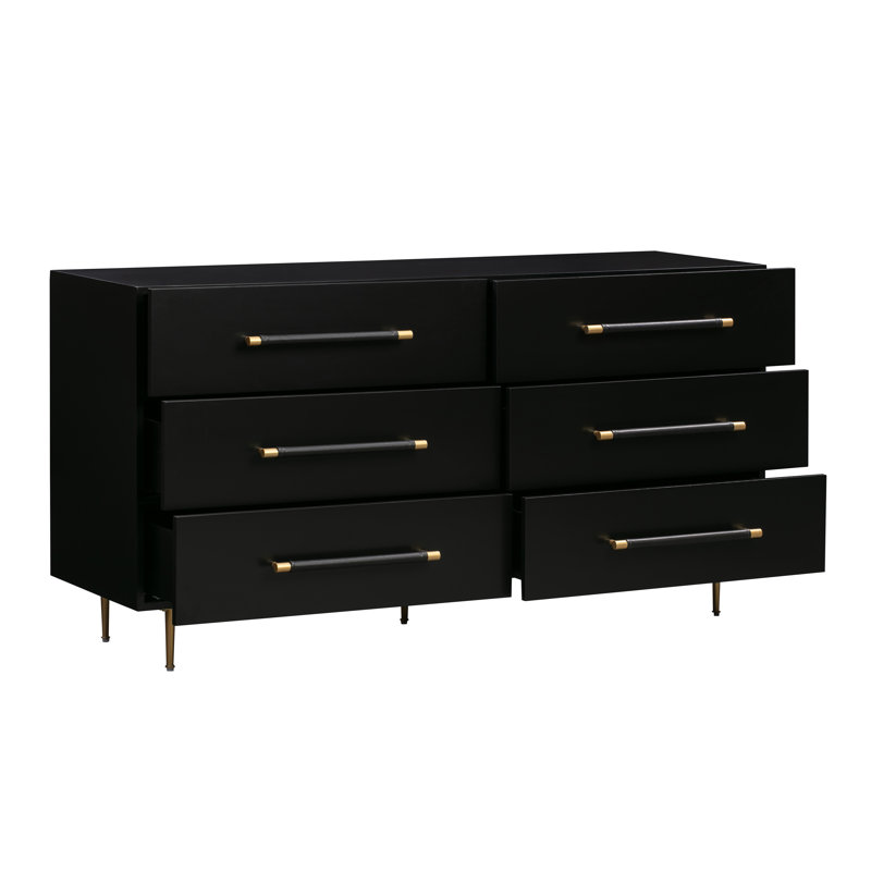 Billiot Trident 6 Drawer Dresser, Black
