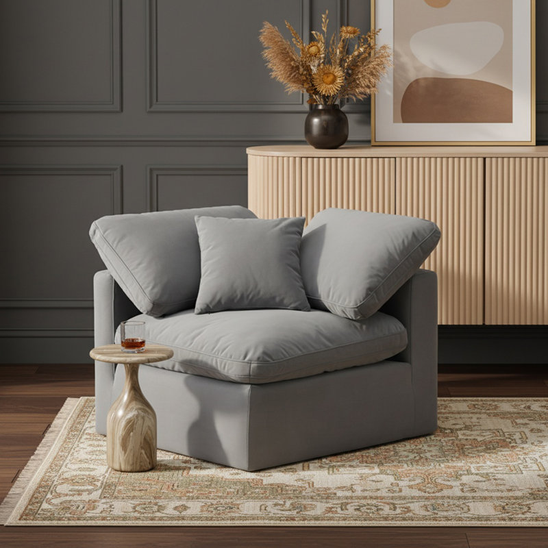 Fauteuil Musheerah, Velours gris