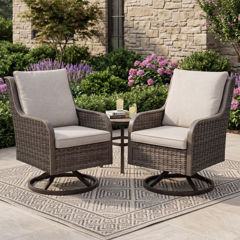 Chaise pivotante d'extérieur avec coussins Boho, 2 
