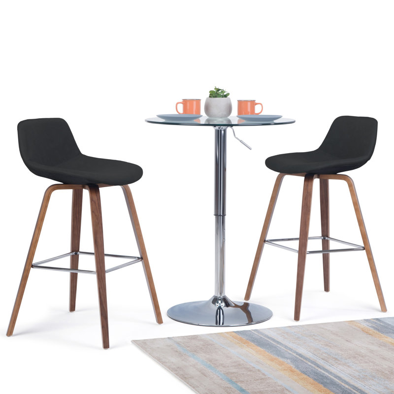Randolph Upholstered Bentwood Mid-Century Modern Bar & Counter Stool with Chrome Footrest (Set of 2)
