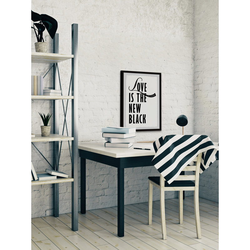 « Love is the New Black »-impression d’art textuel sur papier encadrée, H 24 po x l 16 po x P 1,5 po