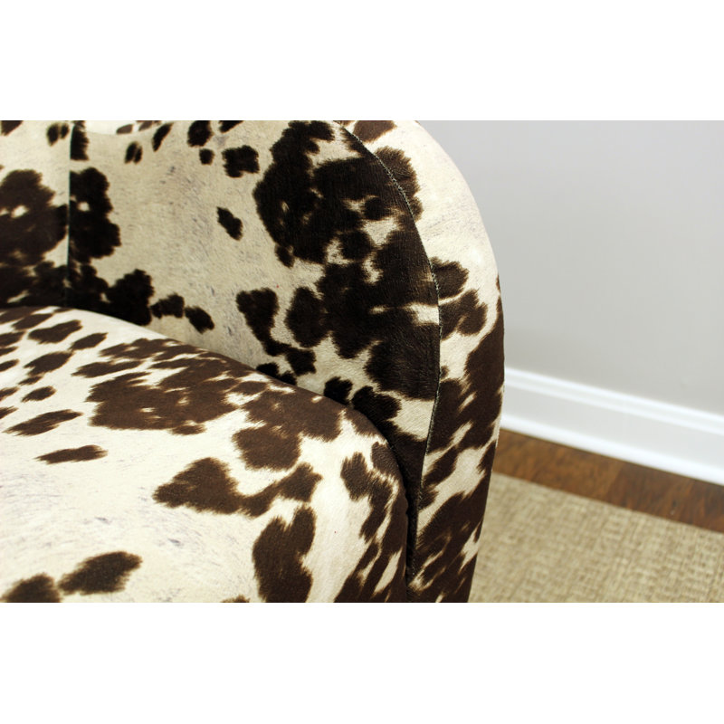 Chaise avec accoudoirs de 30 po de largeur Lalu, Cuir de vache brun