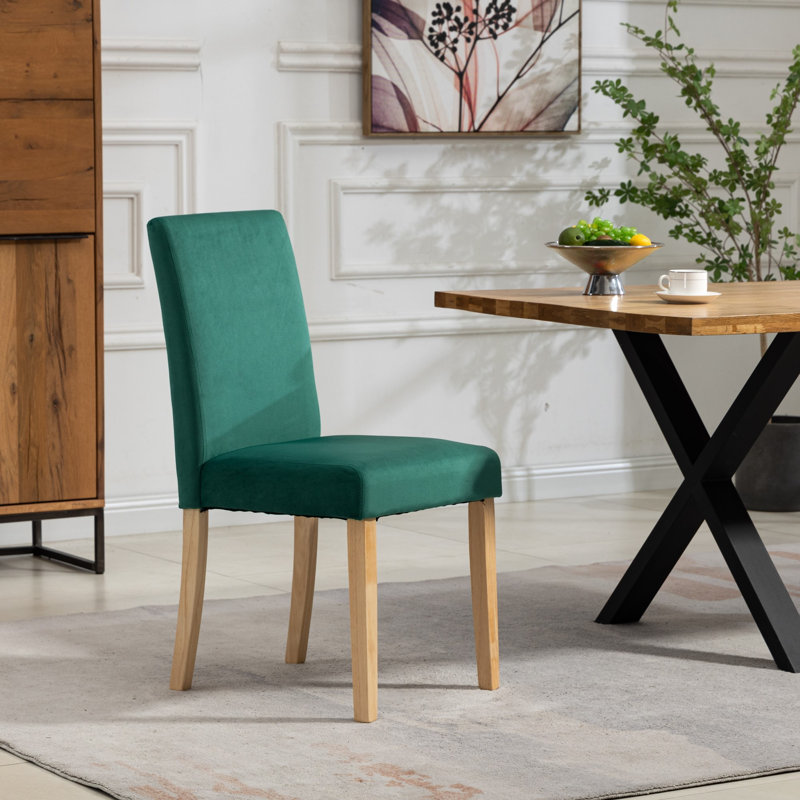 Akram 0cm H Velvet Upholstered Dining Chair, Green