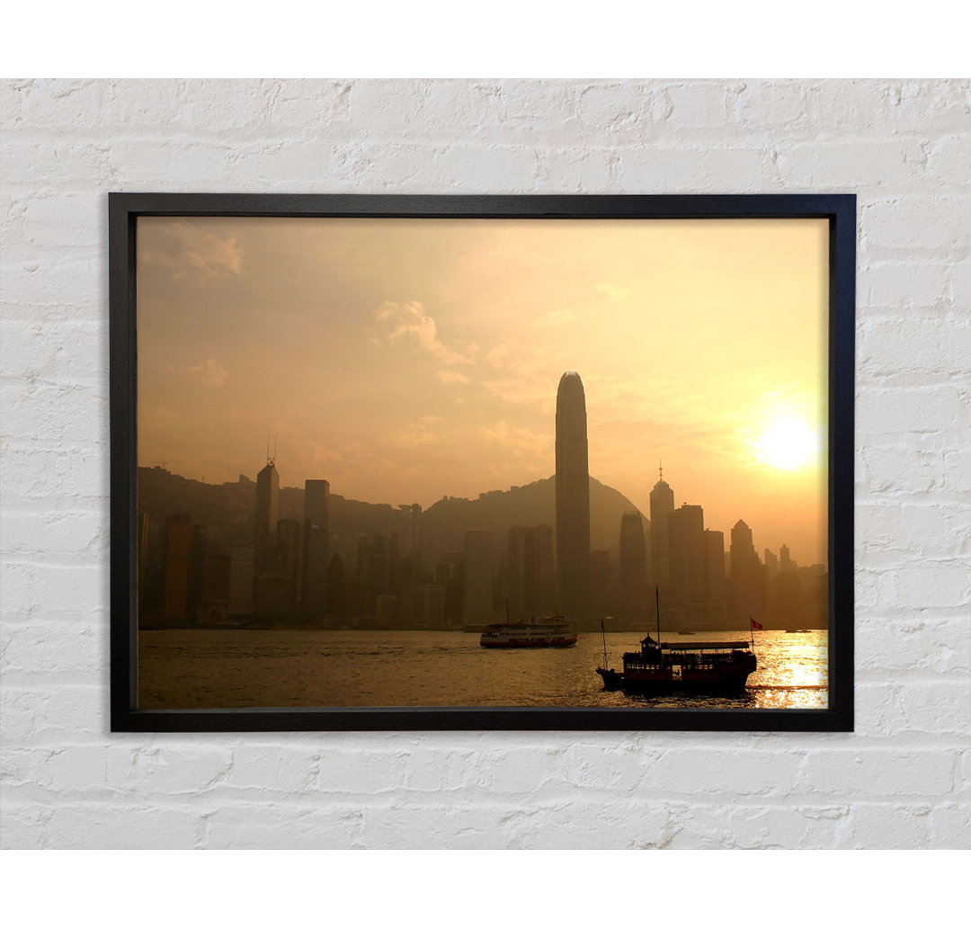 Hong Kong Misty Morning Sunrise - Einzelbildrahmen Kunstdrucke auf Leinwand