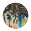 Horloge murale moderne en bois noir, bleu et jaune-63618598