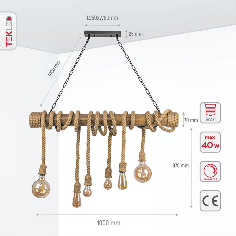 Lottie 6 - Light Kitchen Island Chandelier