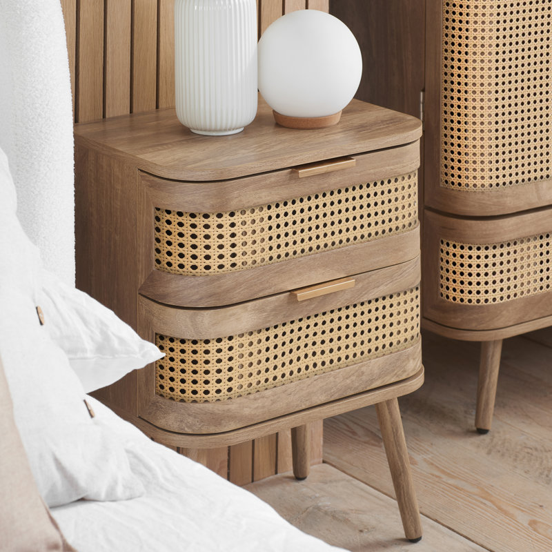 Almuth 45cm W Manufactured Wood Bedside Table, Oak