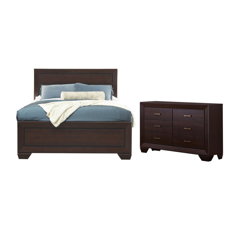 Ensemble de chambre à coucher avec commode 2 pièces Houston, Cacao foncé, Très grand