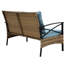 Mobilier d'extérieur bleu pour patio - Ensemble de salle à manger modulaire 4 pièces avec coussins et table-1085863416