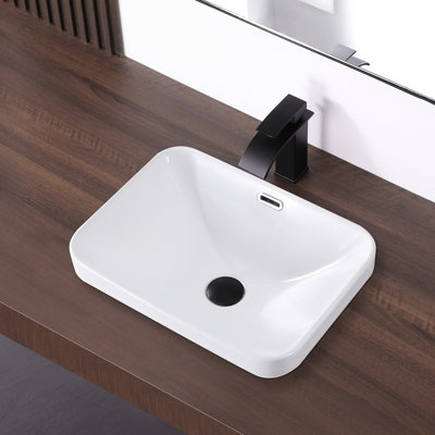 KARAMAG 18.2"X13.3" Small Drop In Bathroom Sink With Overflow Rectangular Compact Design