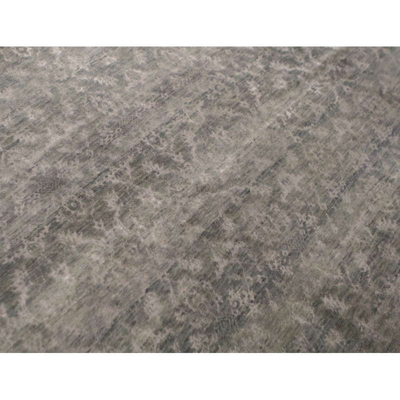 Cotton Abstract Area Rug in Gray