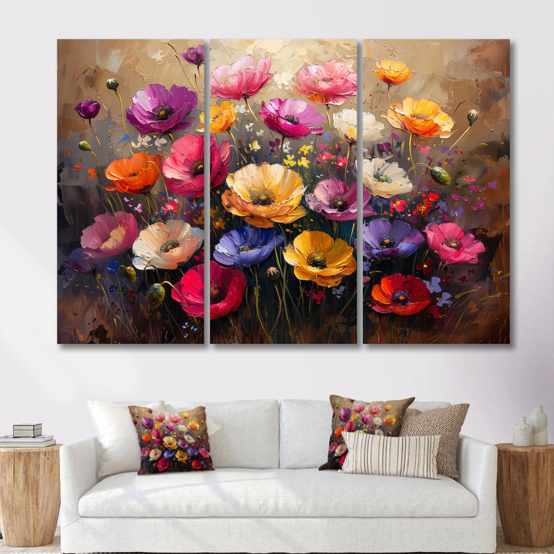 Ensemble de salon Stotfold - Poppies Wall Art, H 28 po x l 36 po x P 1 po, Toile tendue