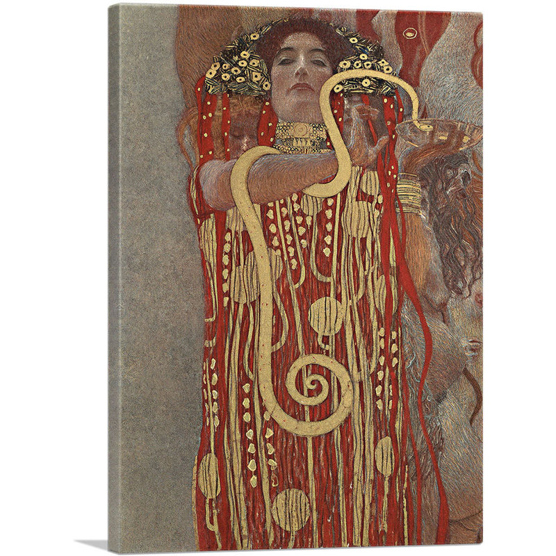 Reproduction sur toile tendue, "Pharmacie détail montrant Hygieia 1899" par Gustav Klimt, H 18 po x l 12 po x 1,5 po