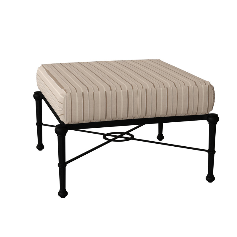 Repose-pieds d'extérieur avec coussin Delphi, Sunbrella® à rayures de casino - dunes, Étain