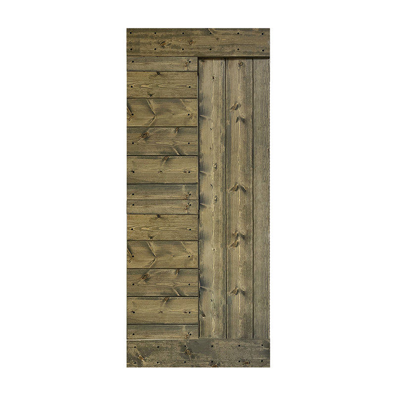 Porte de grange en bois peint à panneaux L Series sans trousse de quincaillerie d'installation, Tonneau vieilli