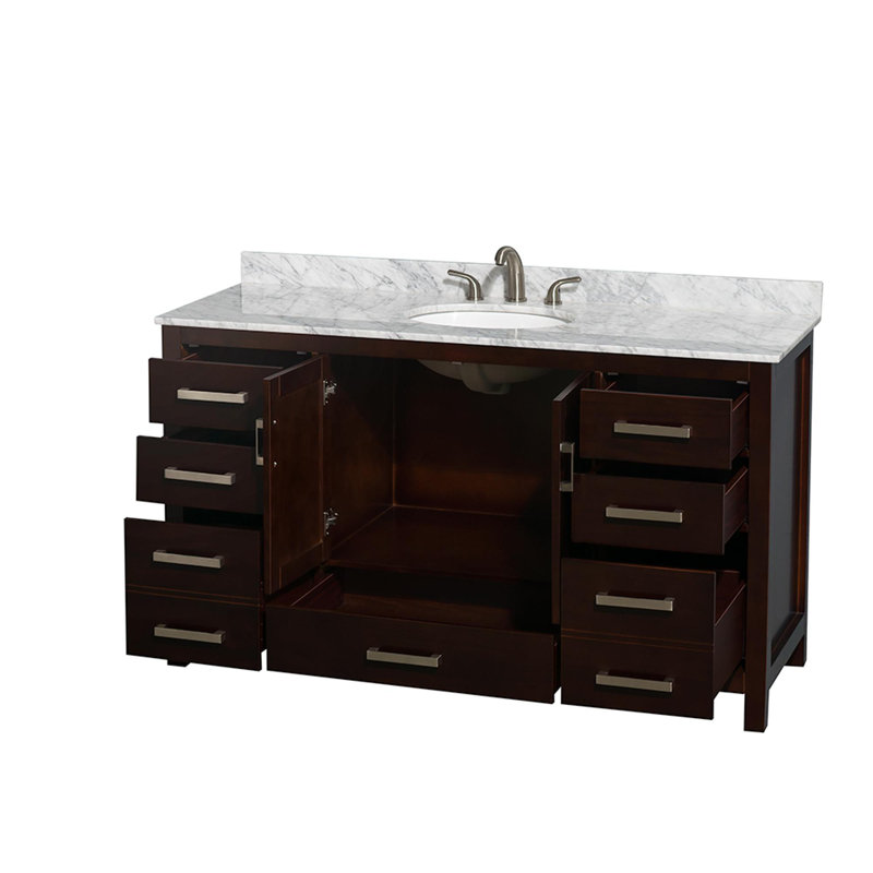 Sheffield 60" Single Bathroom Vanity Set, Espresso