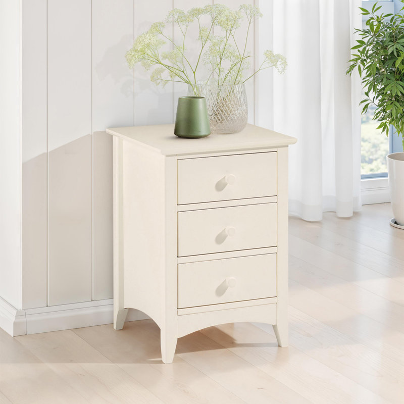 Kingsbury 44cm W Solid Wood Bedside Table, Soft Cream