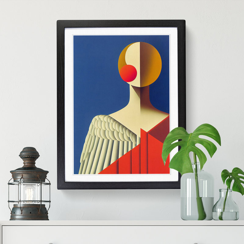 FRM-V0523-1X Angel - Single Picture Frame Print, Black Framed, 64cm H x 46cm W x 2cm D