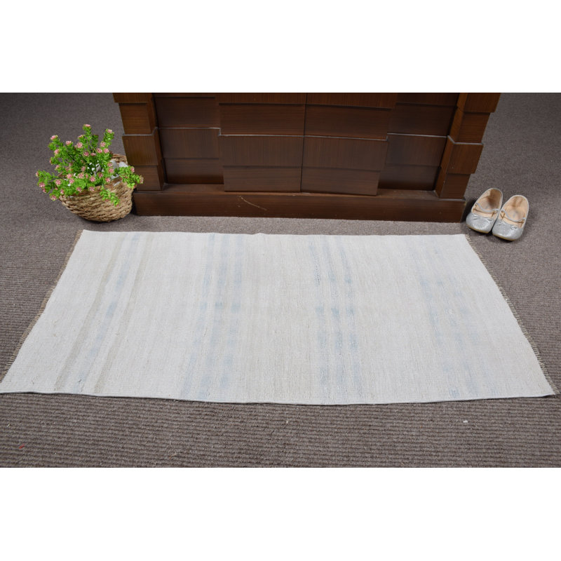 Vintage Beige Turkish Kilim Rug with Rustic Boho Design Handwoven for Stylish Natural Home Decor