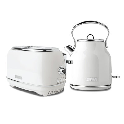 HADEN Heritage Ivory & Chrome Bundle with 2-Slice Toaster and Electric Kettle