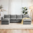 Canapé modulaire rembourré 6 pièces en chenille désossée avec repose-pieds amovible 6 pièces - entièrement comprimé, aucun assemblage requis