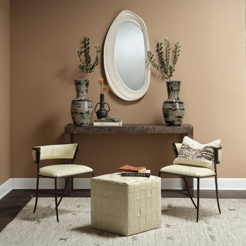 Gray Burl Wood Veneer Console Table, 60 Inch