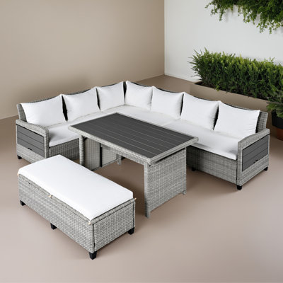 Ensemble de canapé modulaire en rotin pour l'extérieur 5 pièces pour jardin, cour et balcon