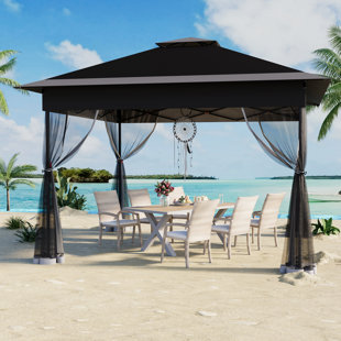 Pop Up Gazebo, Outdoor Waterproof Gazebo Tent For Outdoors, Black