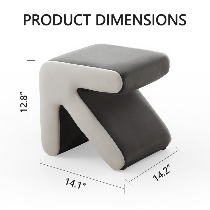 Tabouret d'appoint en bois massif et manufacturé, Gris / Beige