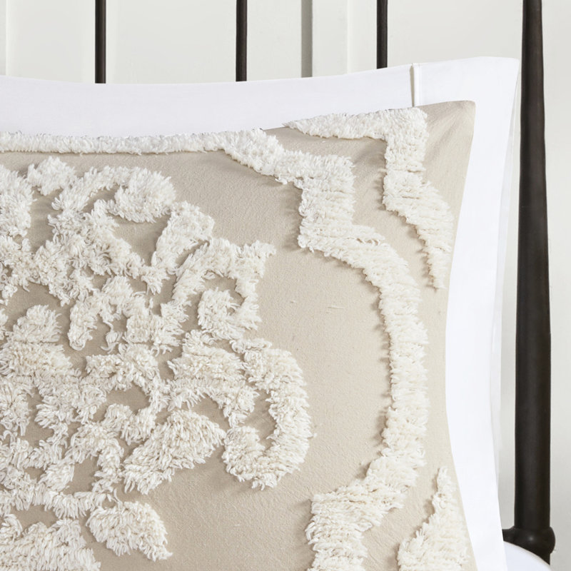 Édredon ravissant de style taupe très grand / très grand en chenille de coton de style Shabby Chic, Taupe