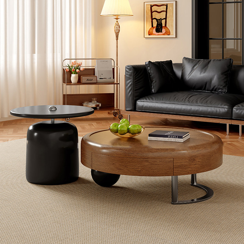 Elegant Round Walnut Coffee Table, 12.6" H x 31.5" L x 31.5" W