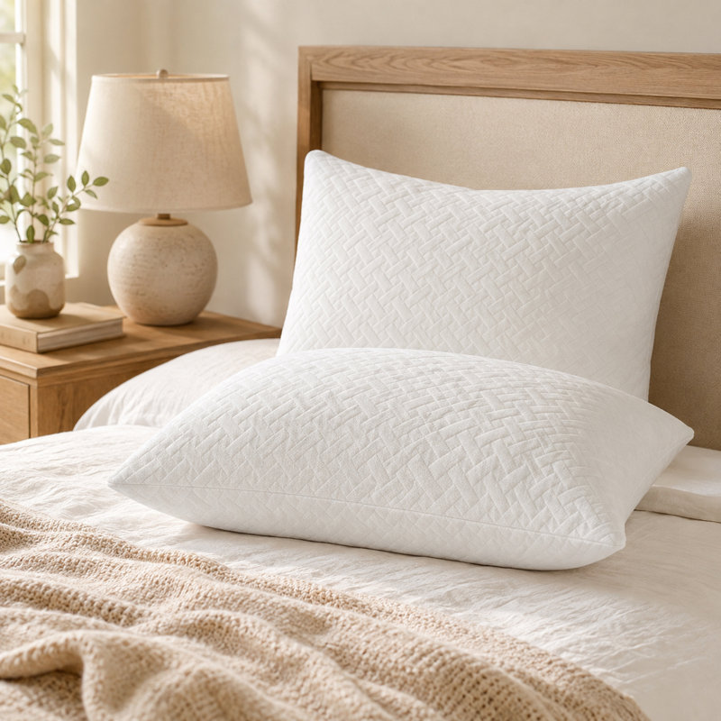 Oreiller en mousse mémoire déchiquetée, oreiller mi-ferme pour dormir sur le côté, le dos ou le ventre, housse amovible et lavable