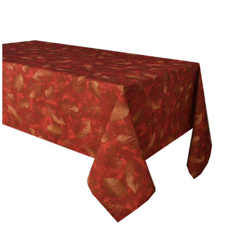 Bergen Subtle Leaves Tablecloth, 78" L x 58" W, Rust