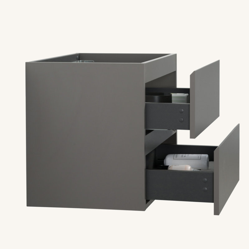 Armoire murale sans lavabo, avec deux tiroirs, pré-assemblée, Blanc / gris