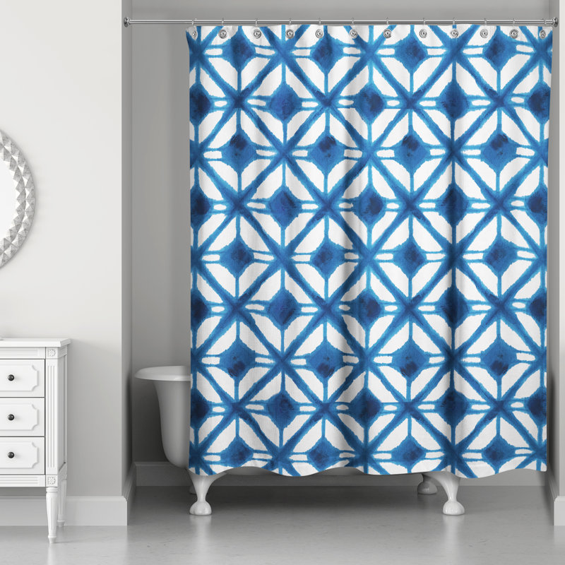 Rideau de douche Keefer, Bleu sarcelle / blanc