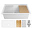 DeerValley 33" L x 22" W Single Bowl Fireclay Drop-In Workstation Kitchen Sink with Dish Drying Rack and Cutting Board