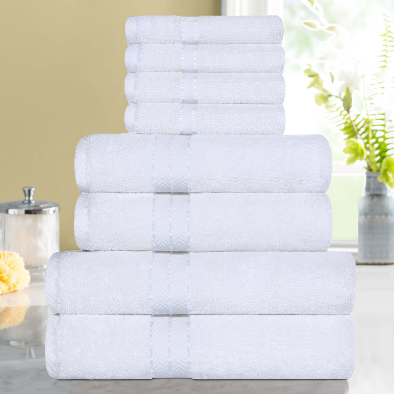 Ensemble de serviettes en coton turc 8 pièces Hotel, très moelleux et luxueux, Blanc