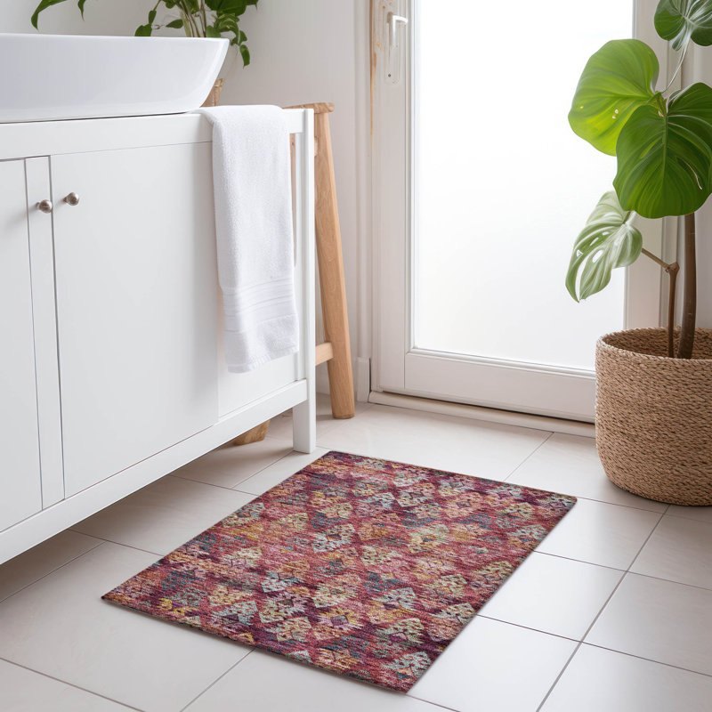 Machine Washable Indoor/Outdoor Claudian ACN1637 Paprika Rug, Rectangle 1'8" x 2'6"