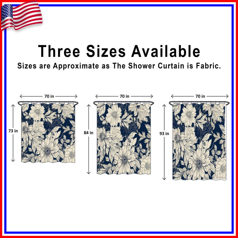 Rideaux de douche beige à motif floral extra longs, 70in W x 84in H
