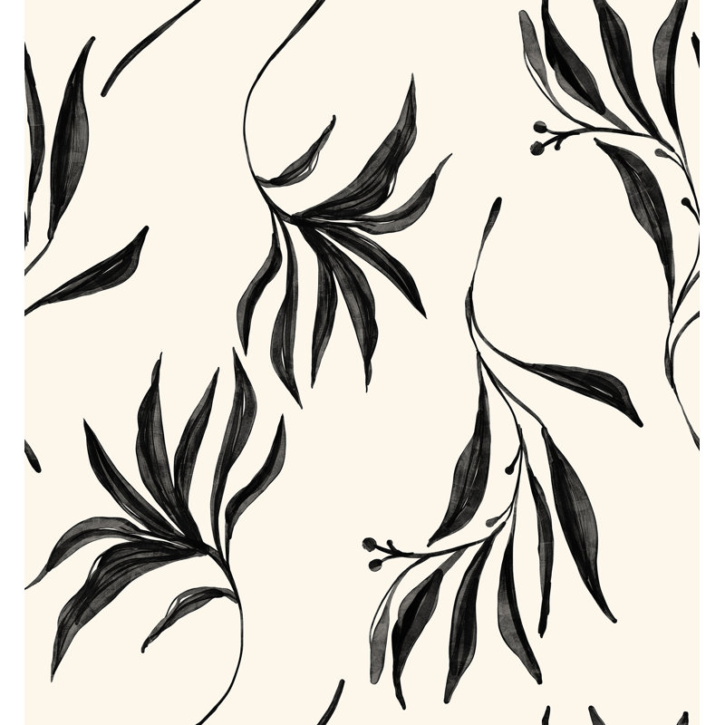 Yuki Osada Floral Wallpaper Double Roll, Black/Cream