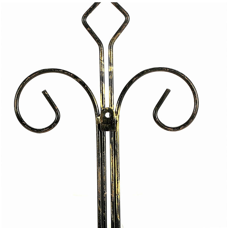 16" Single Pot Black / Gold Cast Metal Crest Wall Planter Decoration