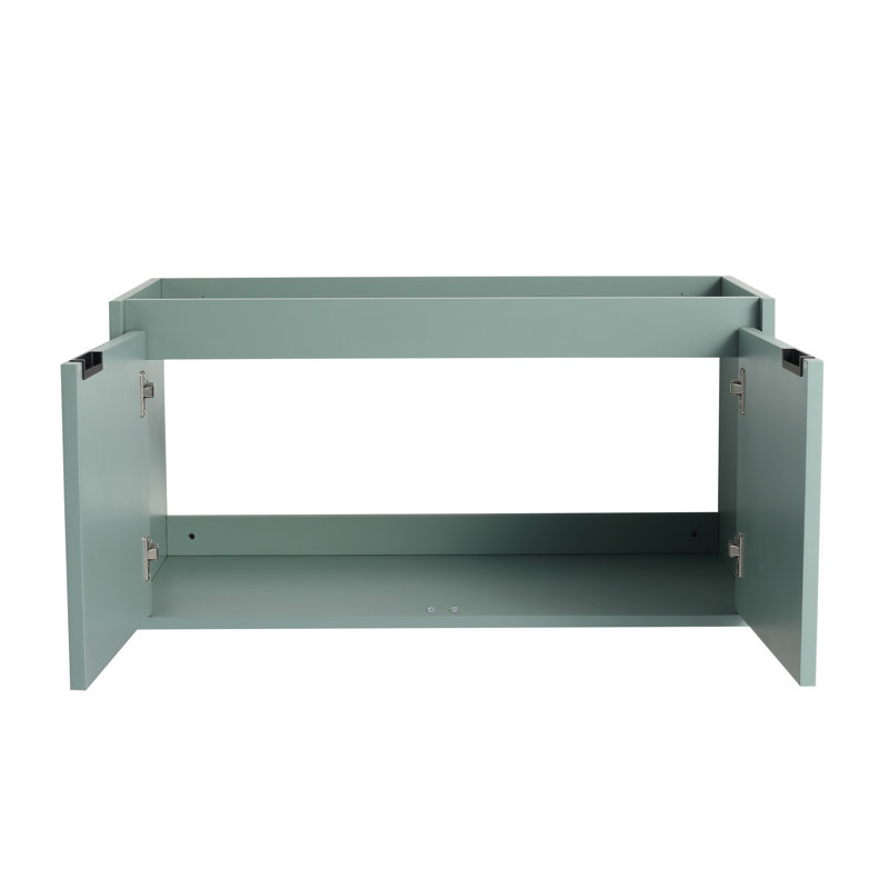 Meuble-lavabo vert 36 po seulement - sans comptoir ni lavabo, portes à fermeture douce, poignées dissimulées