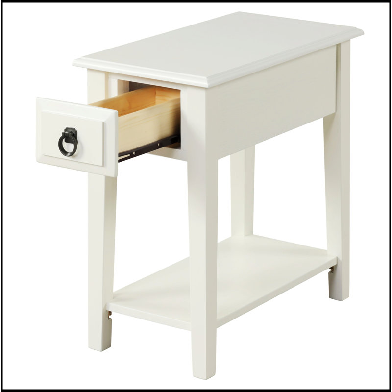 White 1-Drawer Accent Table With Shelf