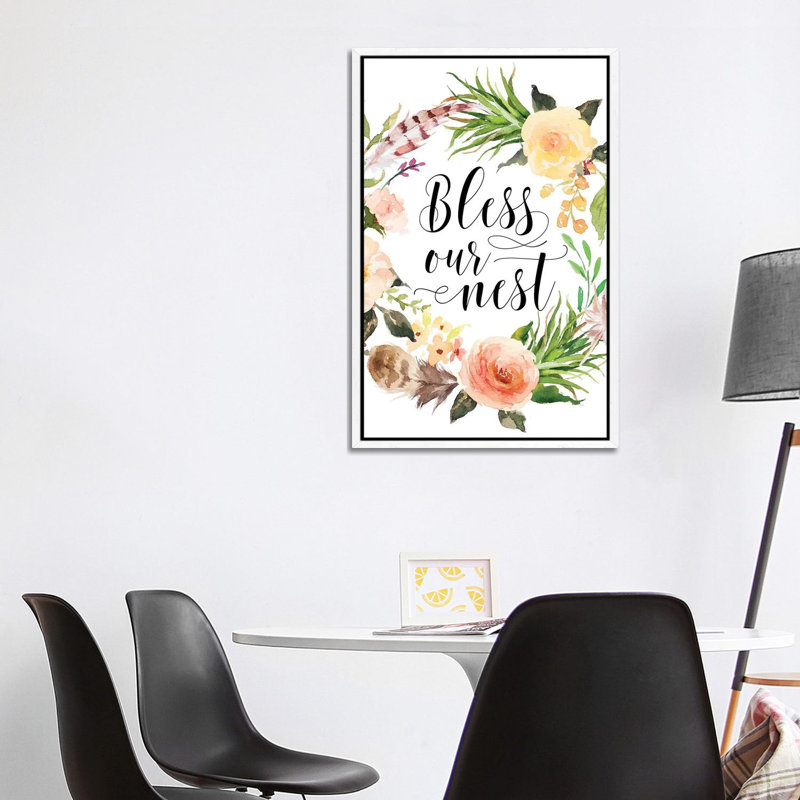 Bless Our Nest - Print on Canvas, 101.6 cm H x 66.04 cm W, White Framed