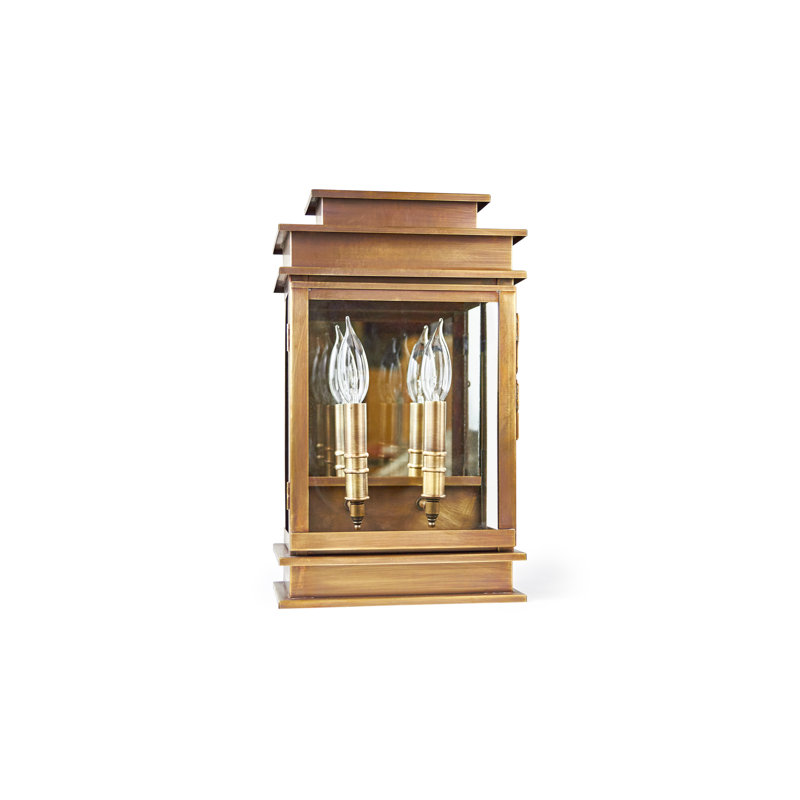 Empire 2 - Light Outdoor Wall Lantern, Antique Brass, Clear, 15.5" H x 9.25" W x 5.75" D