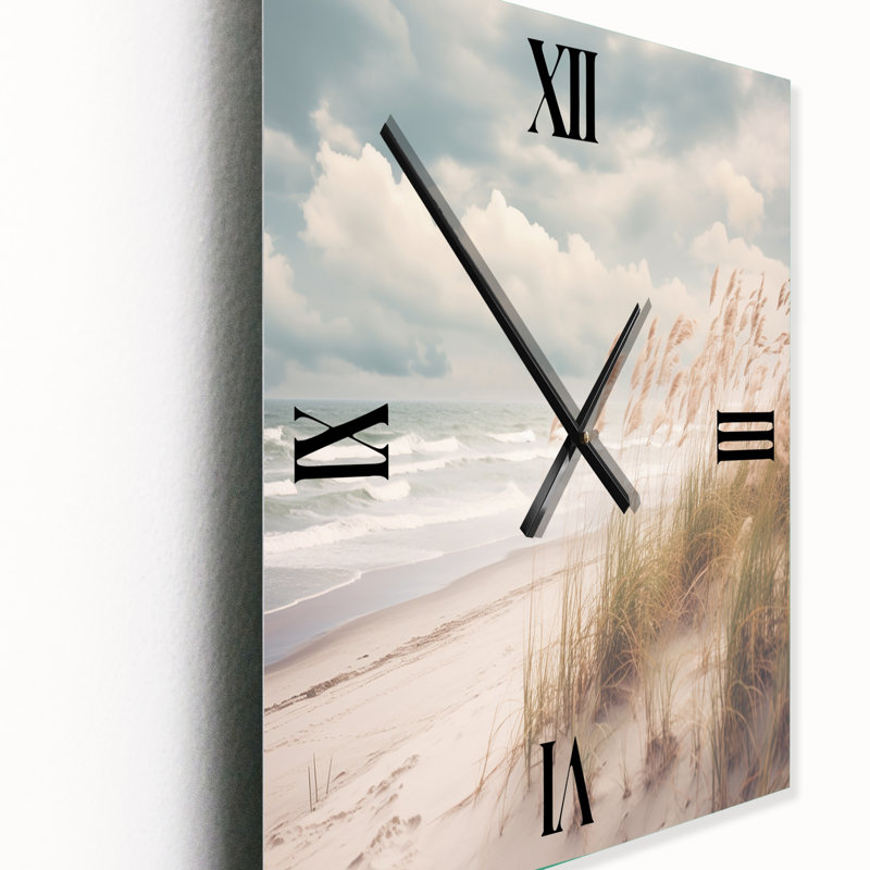 Beach Grass Landscape IV - Très grandes horloges murales nautiques et de plage, H 32 po x l 24 po x P 1 po