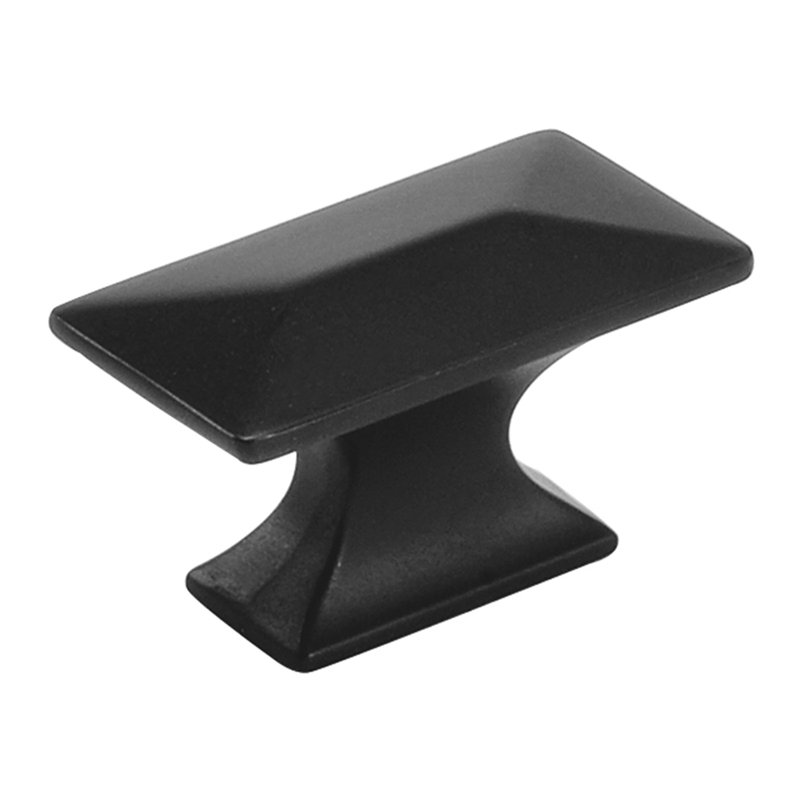 Bungalow Collection Rectangular Knob - 1-3/4" x 15/16 " Cabinet Knob Matte Black - Transitional, Coastal Hardware for Drawers & Cabinets
